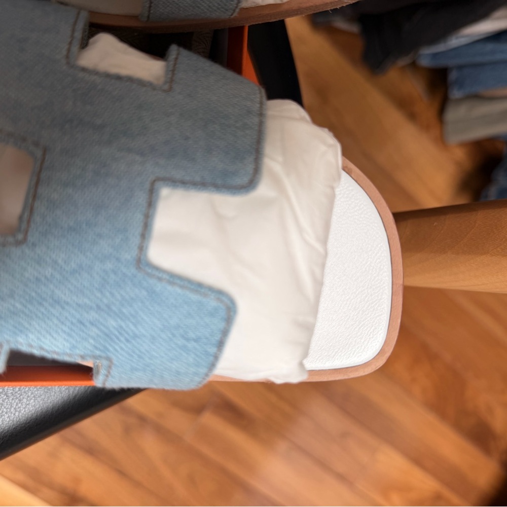 Hermès Oran Light Blue Denim Slide Sandals - Picture 4 of 8